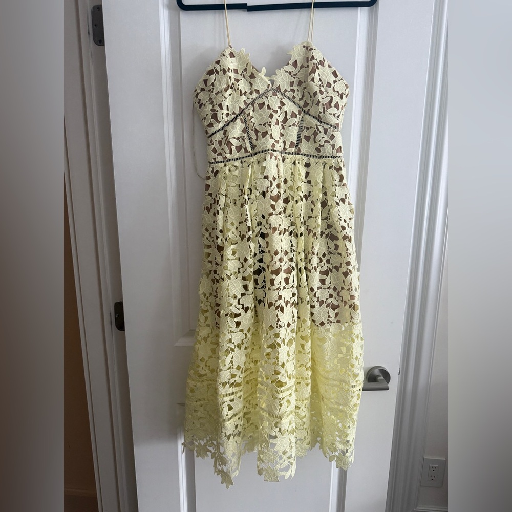 Self-Portrait Azaelea dress size 8 lace nude yellow - Picture 3 of 12